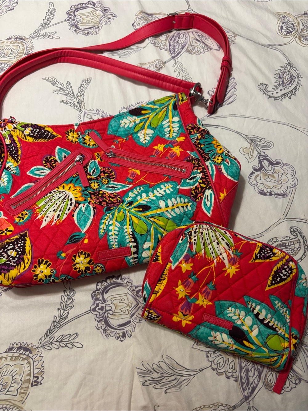 Vera Bradley Rumba print Vivian hobo bag and small Cosmetic Pouch